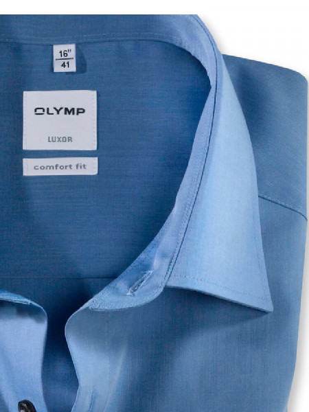 OLYMP Comfort Fit Camicia Blu medio New Kent Chambray