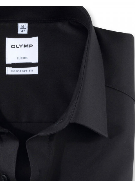 OLYMP Comfort Fit Camicia Nero New Kent Popeline