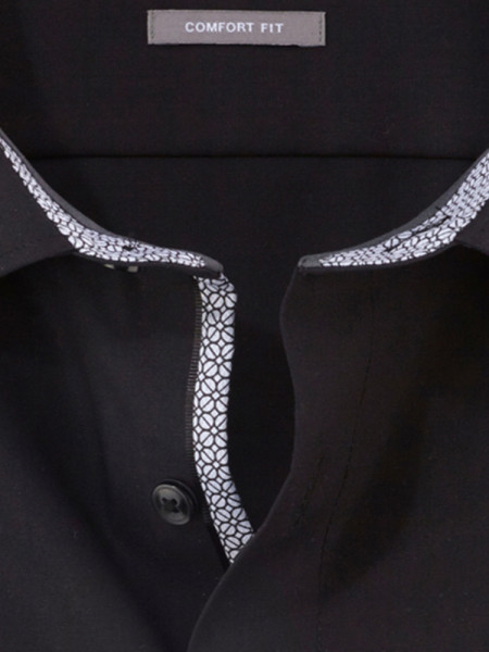 OLYMP Comfort Fit Camicia Nero New Kent Popeline