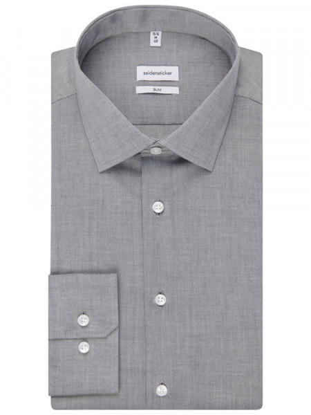 SEIDENSTICKER Slim Fit Camicia Grigio Business Kent Chambray - Vista 4