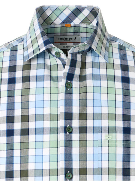 REDMOND Regular Fit Camicia Verde Kent Struktur - Vista 1