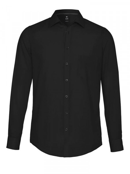 PURE Regular Fit Camicia Nero Kent Popeline - Vista 1