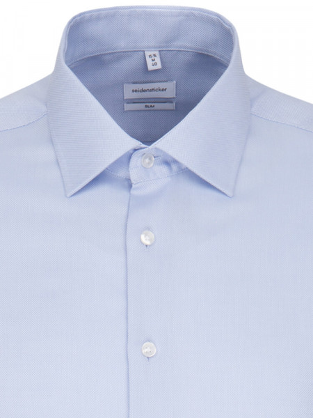 SEIDENSTICKER Slim Fit Camicia Azzurro Business Kent Struktur - Vista 2