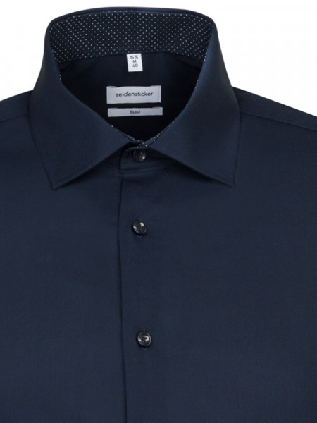 SEIDENSTICKER Slim Fit Camicia Marino Business Kent Popeline - Vista 2