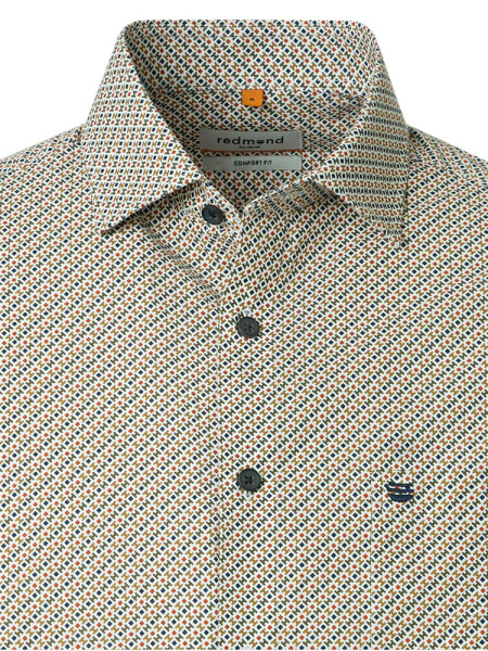 REDMOND Comfort Fit Camicia Marrone chiaro Kent Print - Vista 1