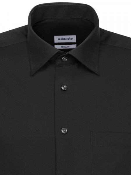 SEIDENSTICKER Regular Fit Camicia Nero Business Kent Popeline - Vista 2