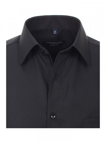 CASAMODA Comfort Fit Camicia Nero Kent Popeline - Vista 1