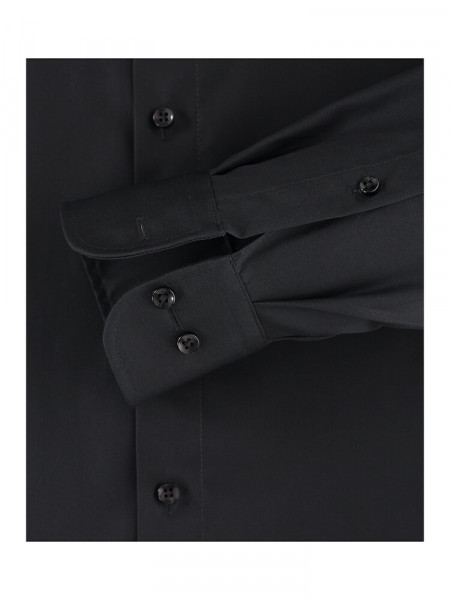 CASAMODA Comfort Fit Camicia Nero Kent Popeline - Vista 2