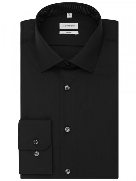 SEIDENSTICKER Tailored Fit Camicia Nero Business Kent Popeline - Vista 4