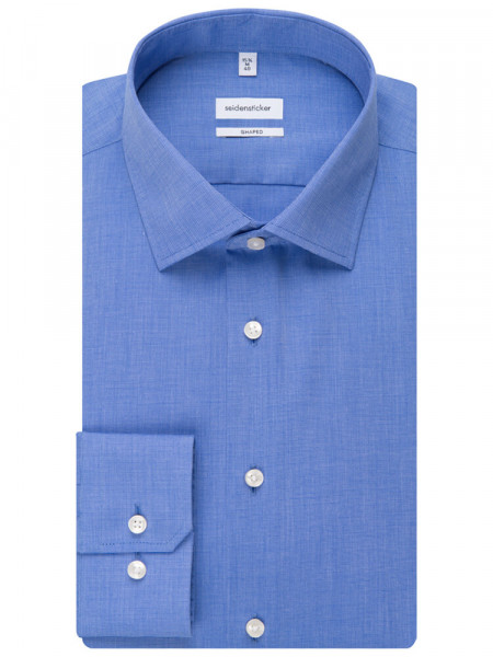 SEIDENSTICKER Tailored Fit Camicia Blu medio Business Kent Fil à Fil - Vista 4