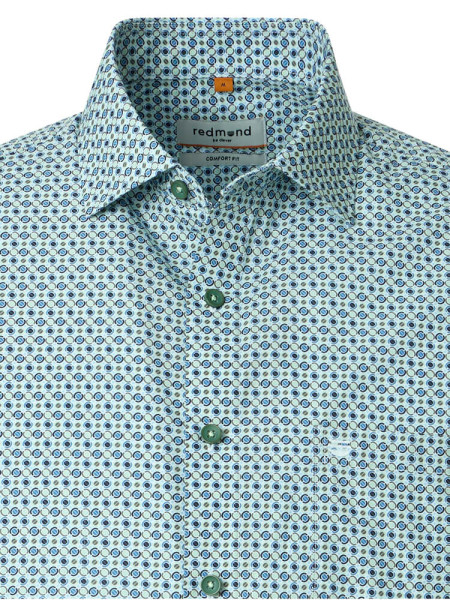 REDMOND Comfort Fit Camicia Verde Kent Print - Vista 1