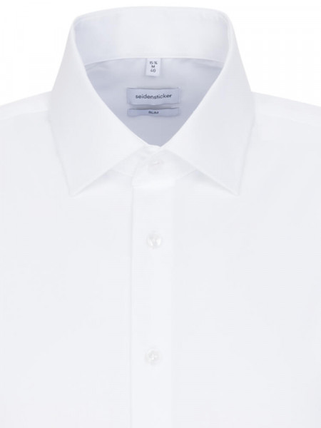 SEIDENSTICKER Slim Fit Camicia Bianco Business Kent Popeline - Vista 2
