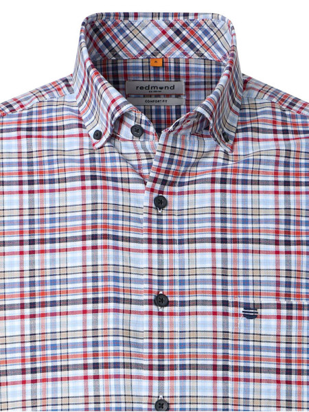 REDMOND Comfort Fit Camicia Rosso Button-Down Fein Oxford - Vista 1