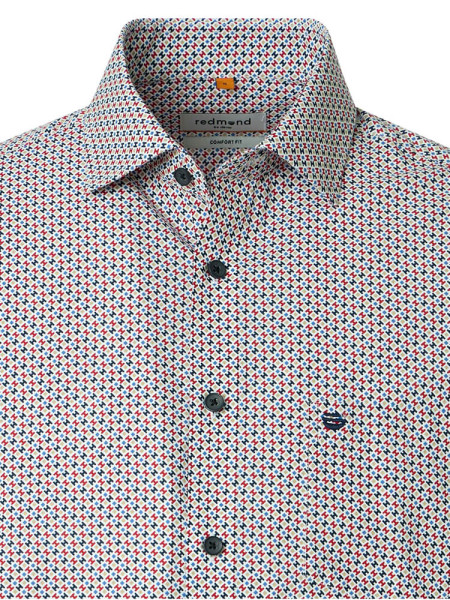 REDMOND Comfort Fit Camicia Rosso Kent Print - Vista 1