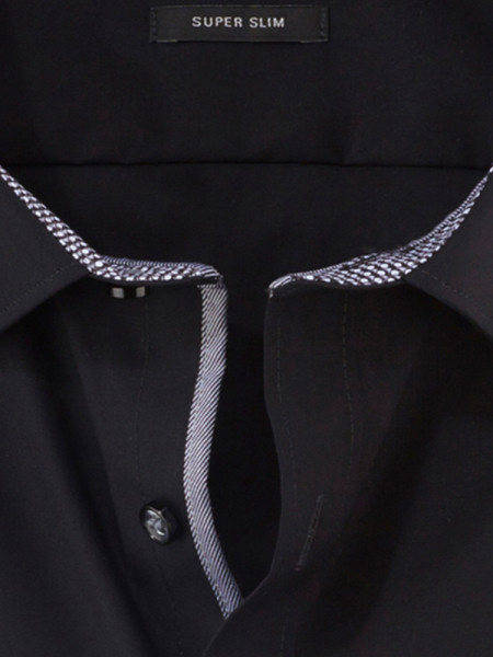 OLYMP Extra Slim Fit Camicia Nero Urban Kent Popeline