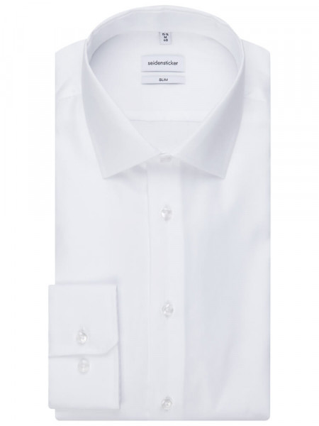 SEIDENSTICKER Slim Fit Camicia Bianco Business Kent Struktur - Vista 4