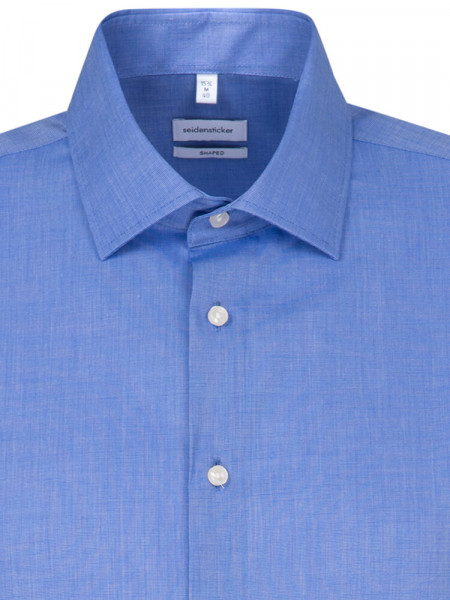 SEIDENSTICKER Tailored Fit Camicia Blu medio Business Kent Fil à Fil - Vista 2