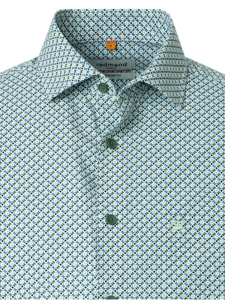REDMOND Comfort Fit Camicia Verde Kent Print - Vista 1