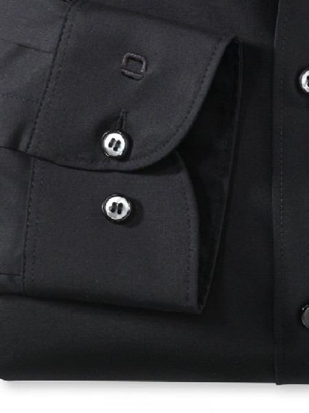 OLYMP Slim Fit Camicia Nero Royal Kent Uni Stretch - Vista 2