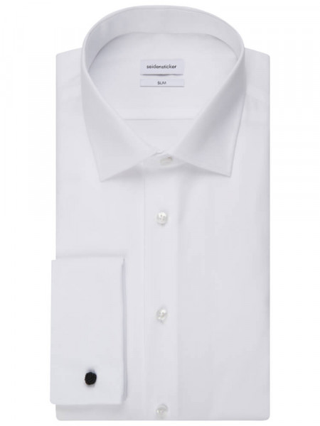 SEIDENSTICKER Slim Fit Camicia Bianco Business Kent Popeline - Vista 4