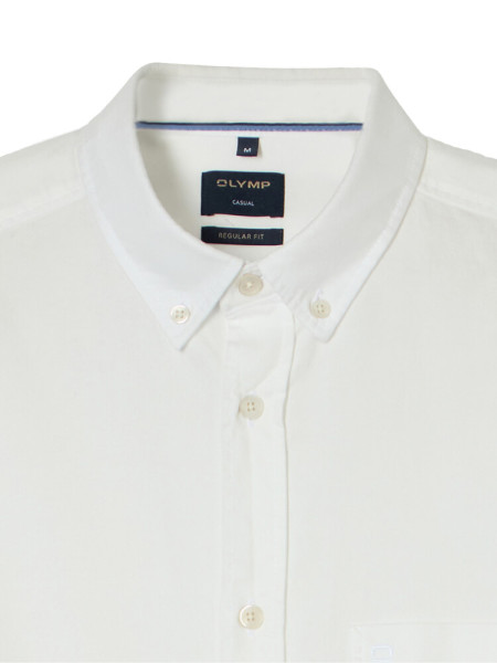 OLYMP Regular Fit Camicia Bianco Button-Down Fein Oxford