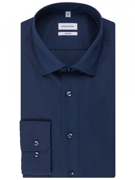 SEIDENSTICKER Tailored Fit Camicia Marino Business Kent Popeline - Vista 4