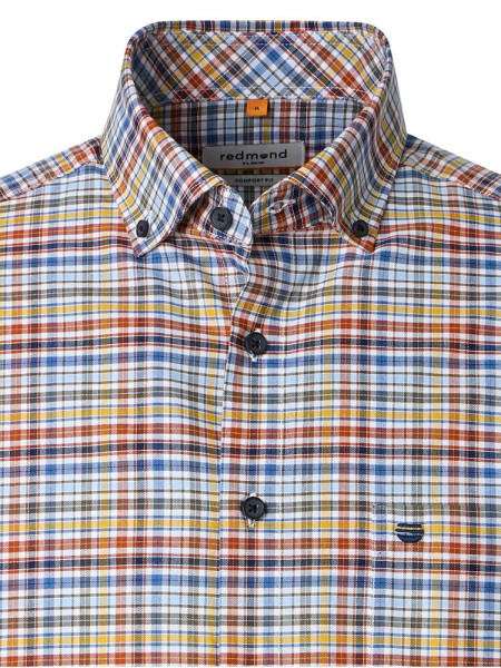 REDMOND Comfort Fit Camicia Rosso Button-Down Fein Oxford - Vista 1