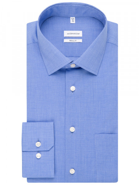 SEIDENSTICKER Regular Fit Camicia Blu medio Business Kent Fil à Fil - Vista 4