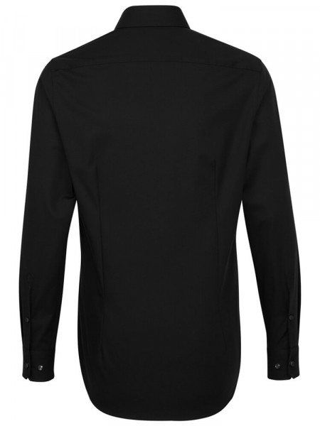 SEIDENSTICKER Slim Fit Camicia Nero Business Kent Popeline