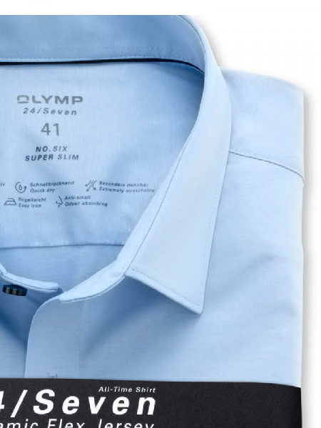 OLYMP Extra Slim Fit Camicia Azzurro Urban Kent Jersey - Vista 2
