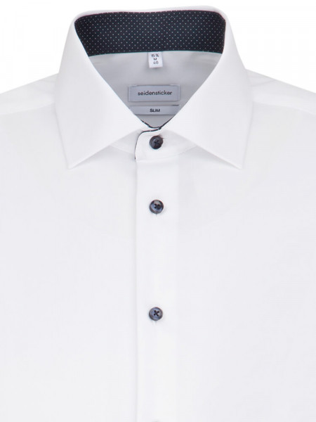SEIDENSTICKER Slim Fit Camicia Bianco Business Kent Popeline - Vista 2