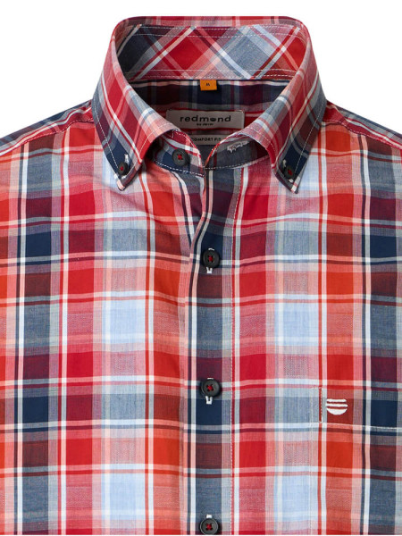 REDMOND Comfort Fit Camicia Rosso Button-Down Hyperflex Dobby - Vista 1