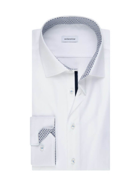 SEIDENSTICKER Slim Fit Camicia Bianco Business Kent Popeline - Vista 1