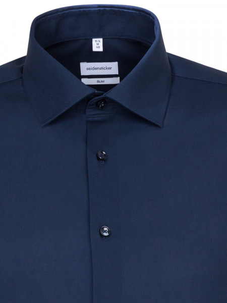 SEIDENSTICKER Slim Fit Camicia Marino Business Kent Popeline - Vista 2