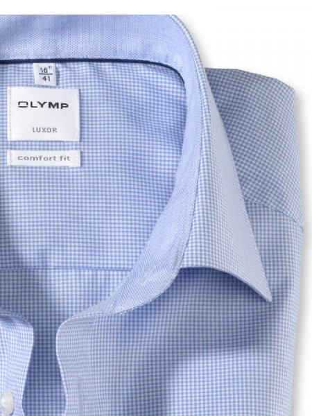 OLYMP Comfort Fit Camicia Blu medio New Kent Popeline