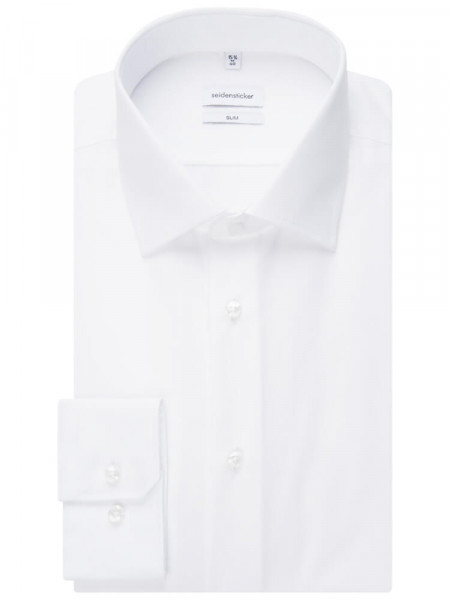 SEIDENSTICKER Slim Fit Camicia Bianco Business Kent Popeline - Vista 4