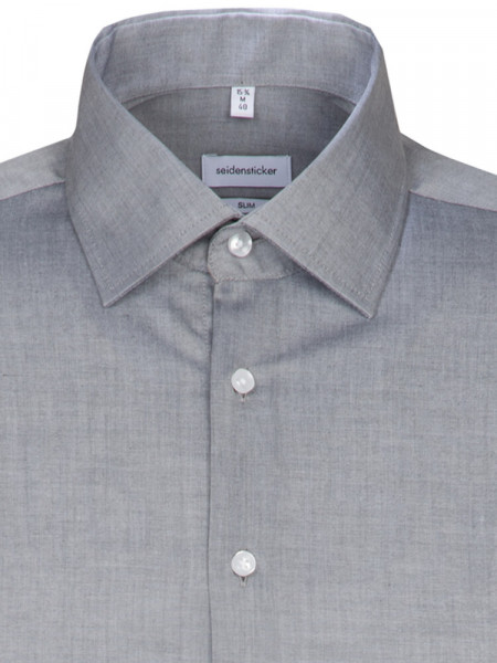 SEIDENSTICKER Slim Fit Camicia Grigio Business Kent Chambray - Vista 2