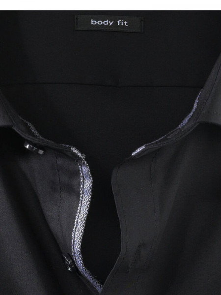 OLYMP Slim Fit Camicia Nero Royal Kent Uni Stretch - Vista 1