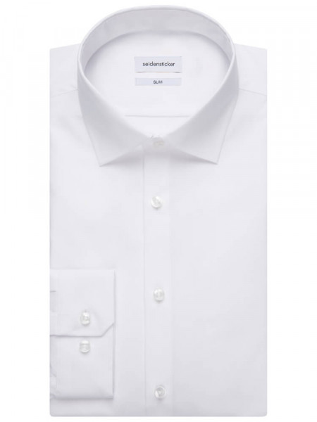 SEIDENSTICKER Slim Fit Camicia Bianco Business Kent Popeline - Vista 4