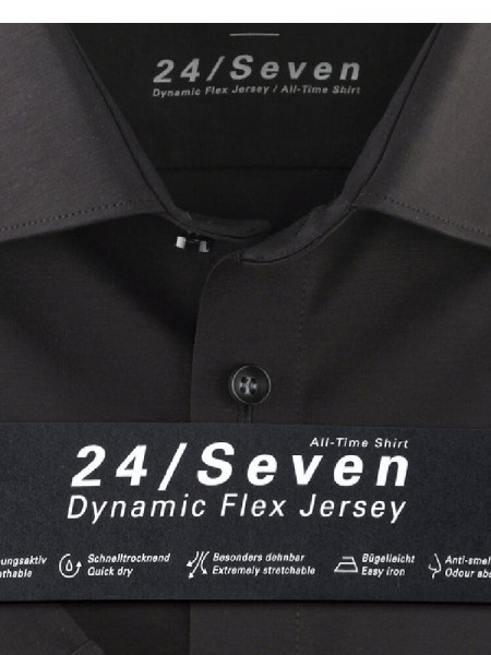 OLYMP Slim Fit Camicia Nero New York Kent Jersey - Vista 1