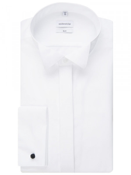 SEIDENSTICKER Slim Fit Camicia Bianco Kläppchen Popeline - Vista 4