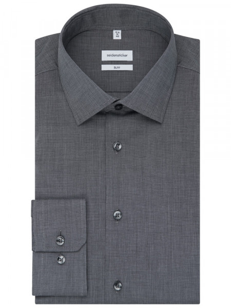 SEIDENSTICKER Slim Fit Camicia Antracite Business Kent Fil à Fil - Vista 4