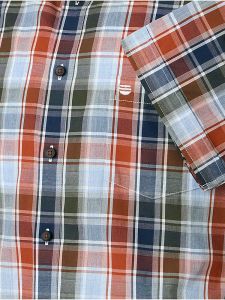 REDMOND Comfort Fit Camicia Rosso Button-Down Hyperflex Dobby - Vista 2