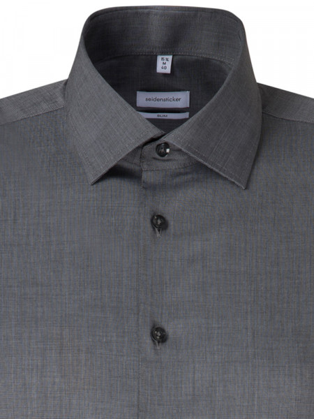SEIDENSTICKER Slim Fit Camicia Antracite Business Kent Fil à Fil - Vista 2