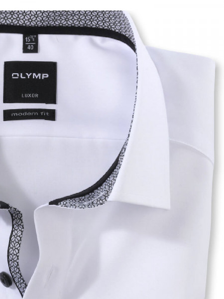 OLYMP Regular Fit Camicia Bianco Global Kent Popeline