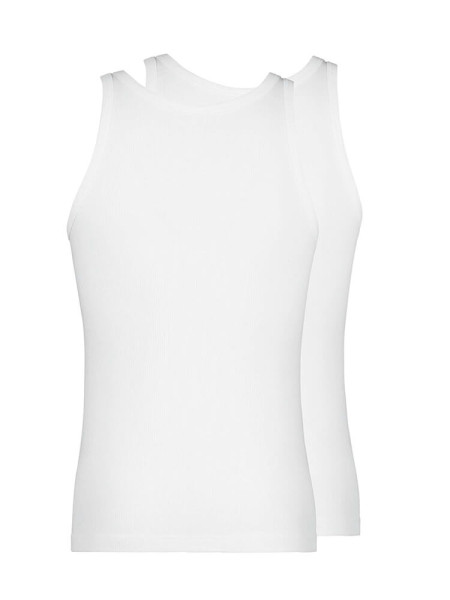 HUBER Regular Fit Bianco Doppelrippenstich